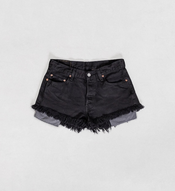 BLACK LEVI'S DENIM Jean Shorts Cut Offs Boyfriend Button Fly / Small