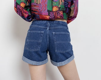 sale Cuffed BOOTY DENIM SHORTS Jean Vintage Short Short Women / 37 Inch Hips / Size 4 5