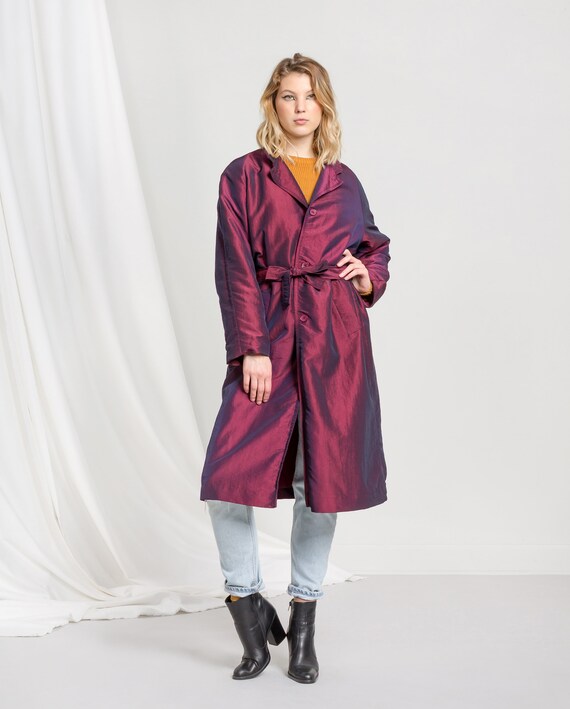 SHIMMERY LIGHT TRENCH coat vintage women Belted co