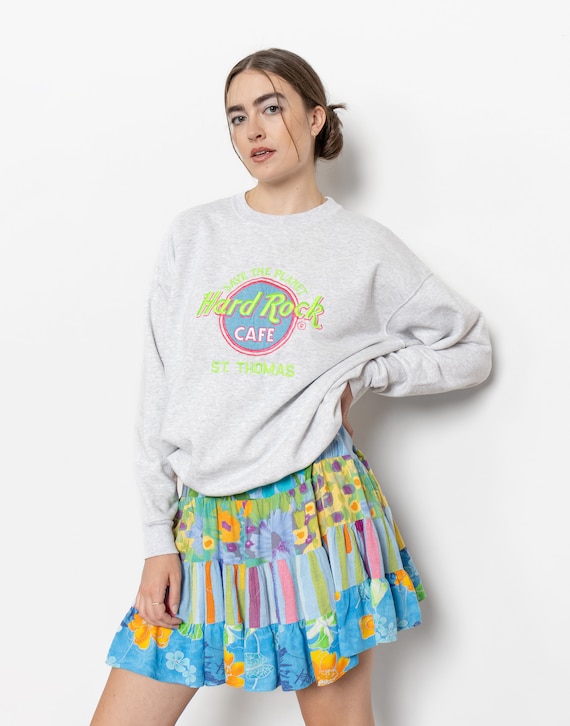 Vintage 90s Hard Rock Cafe Sweatshirt: Embroidered Oversized Pullover
