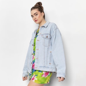 LEVI&#39;S DENIM JACKET Vintage Jean Light Blue Boxy Oversize Woman / Large