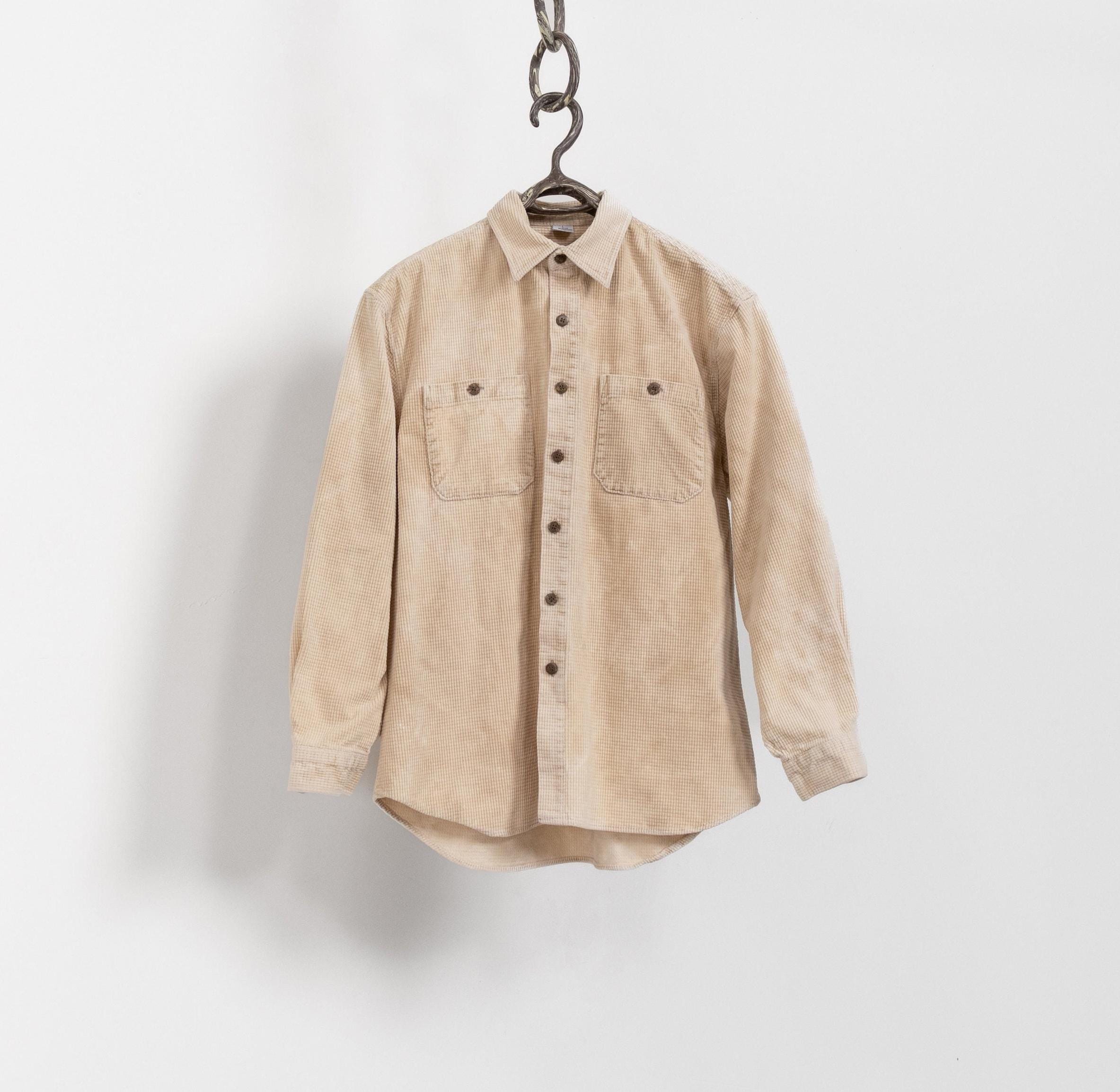 CORDUROY SHIRT Vintage Button up Long Sleeve 90's Oversize / Large