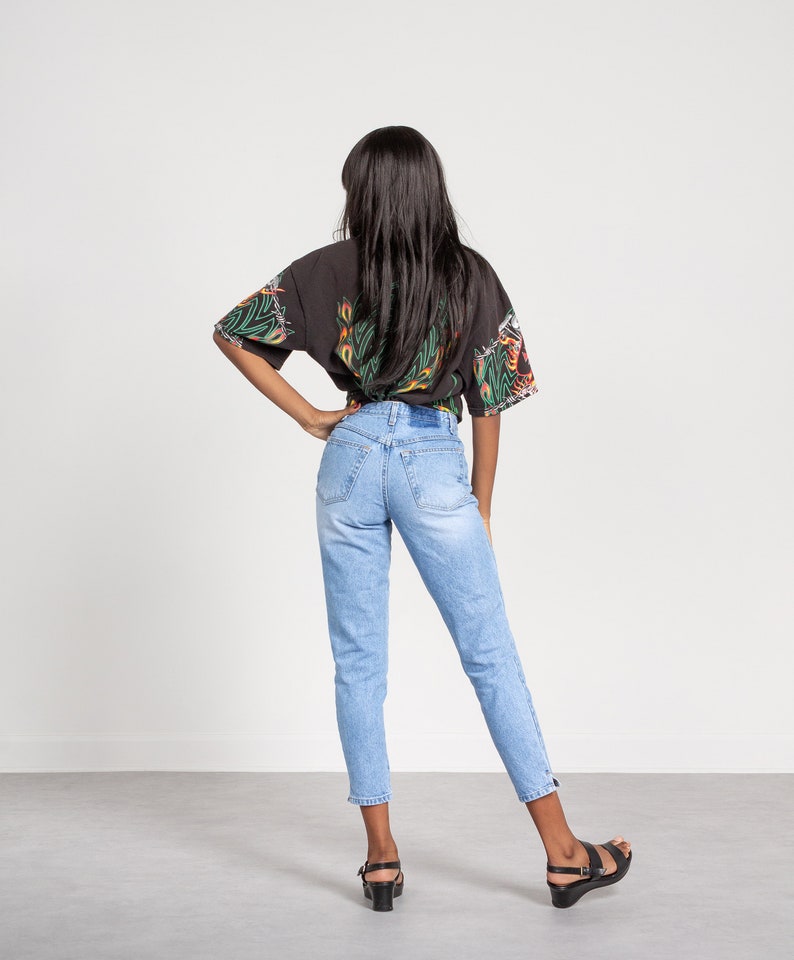 90S JEANS HIGH WAIST vintage women Moda Int/'l denim Faded Capris cropped ankle Skinny denim 36 Inch Hips Size 2