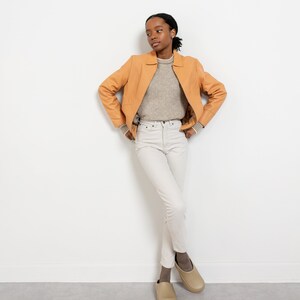 ORANGE LEATHER BLAZER Vintage Gap Zip Up Jacket Coat Woman 90's / Small image 9