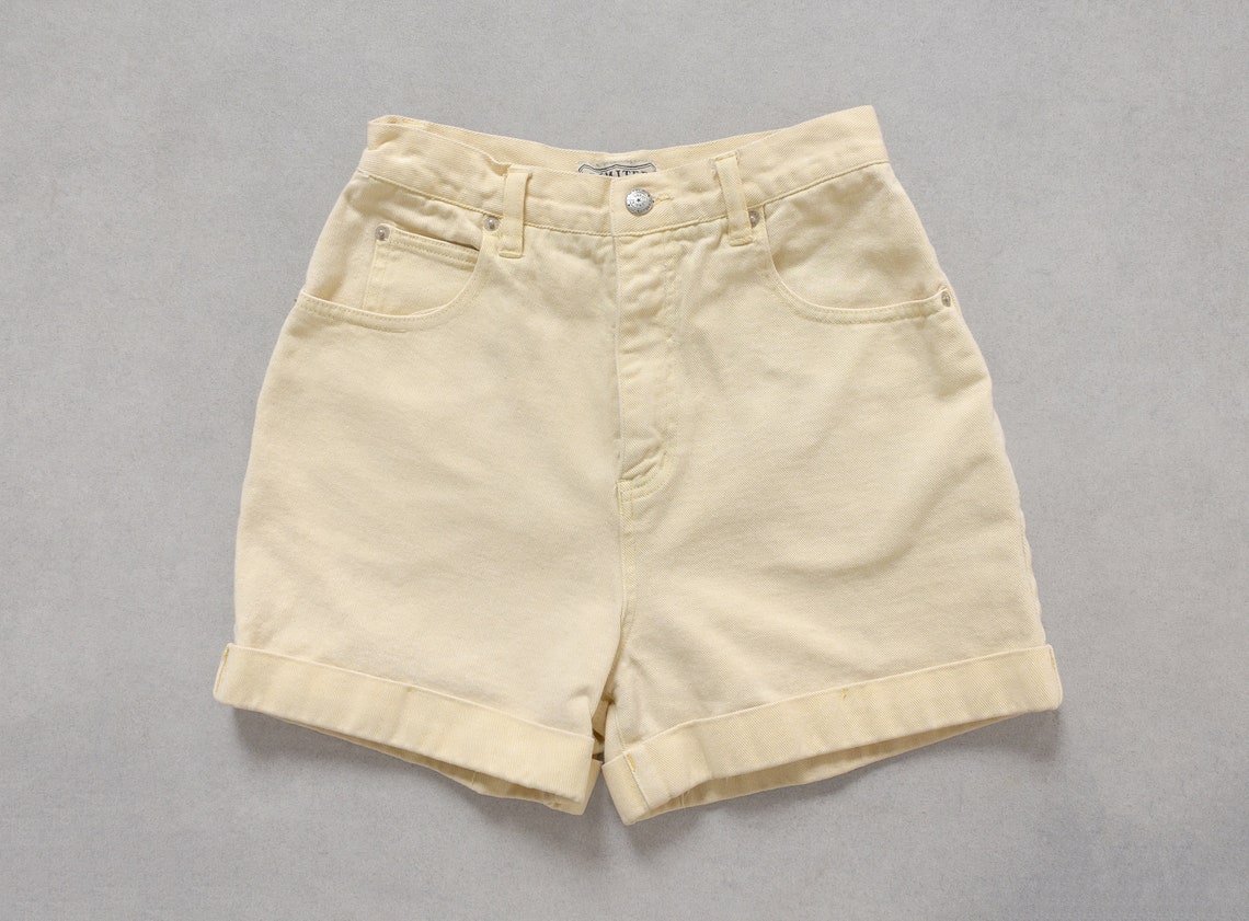 BANANA DENIM SHORTS Vintage Light Yellow Jean Cotton High Etsy