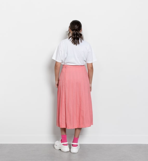 PEACHY PINK PLEATED Skirt High Waist Vintage Cute Summer