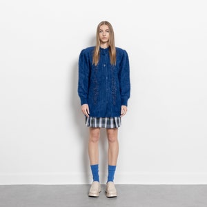 BLUE ANGORA CARDIGAN Beaded Longline Vintage Jumper Wool Lined Embellished Cozy / Free Size image 7