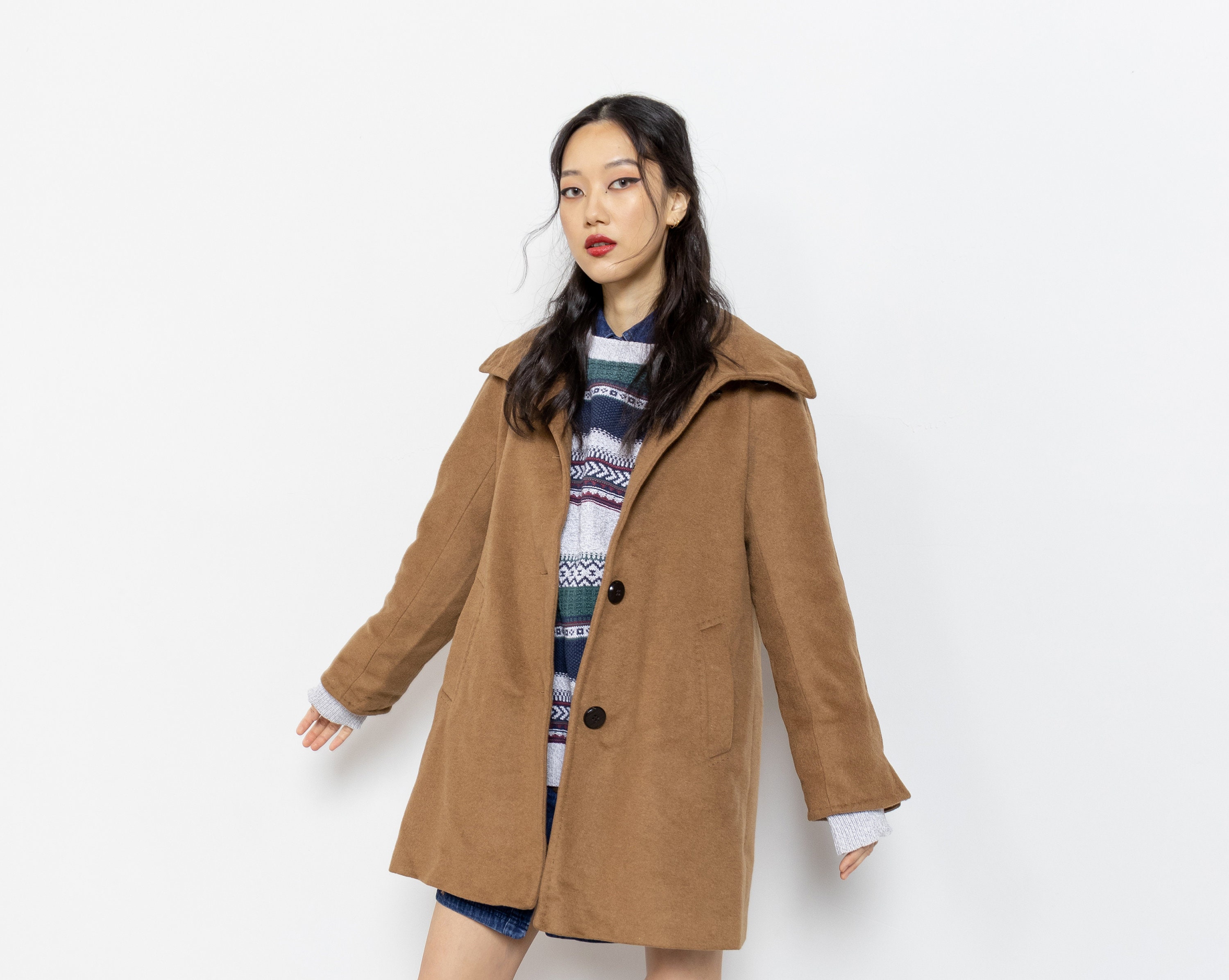 Ellen Tracy CAMEL BROWN WOOL Coat 