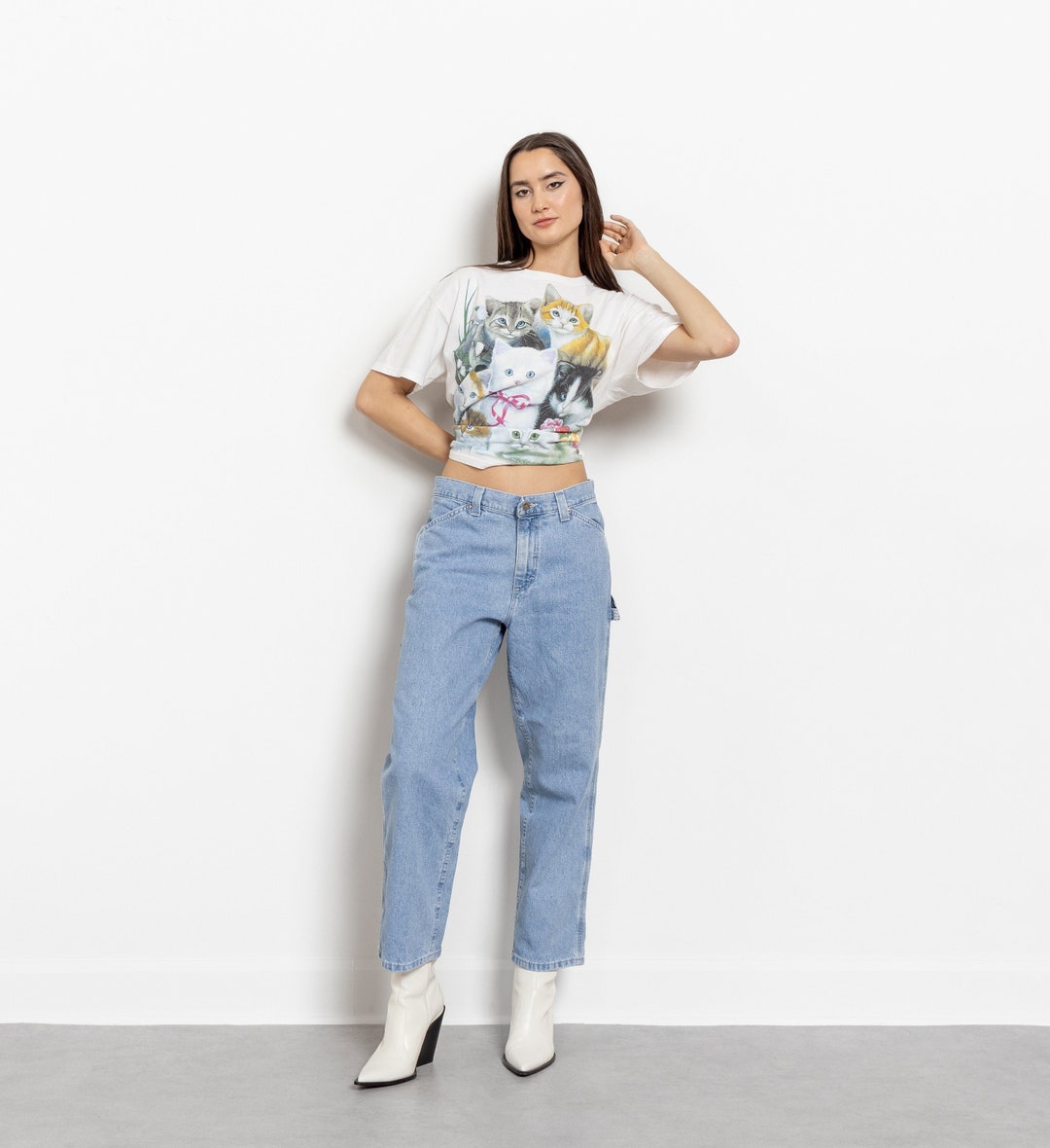 【WOOALONG】 Painting straight denim pants WOOALONG】 Painting straight denim pants