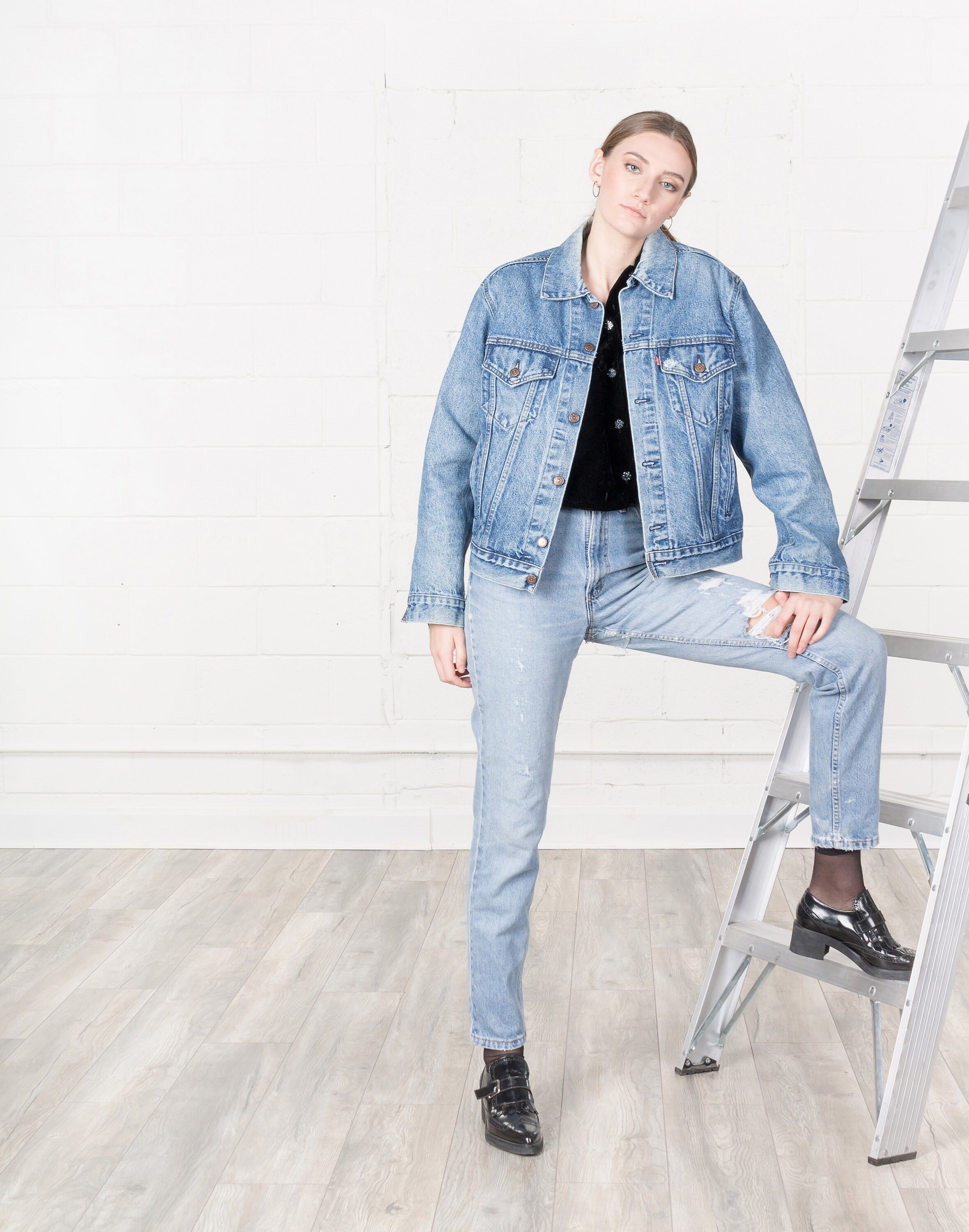 levi's ripped denim jacket
