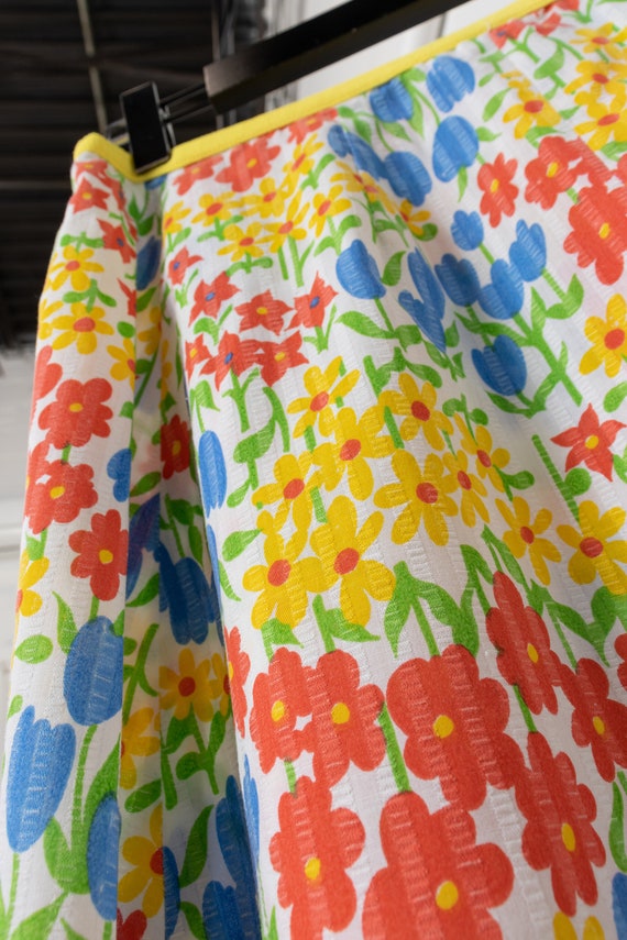 YELLOW FLORAL WRAP Mini Skirt Summer Spring Tulip… - image 4