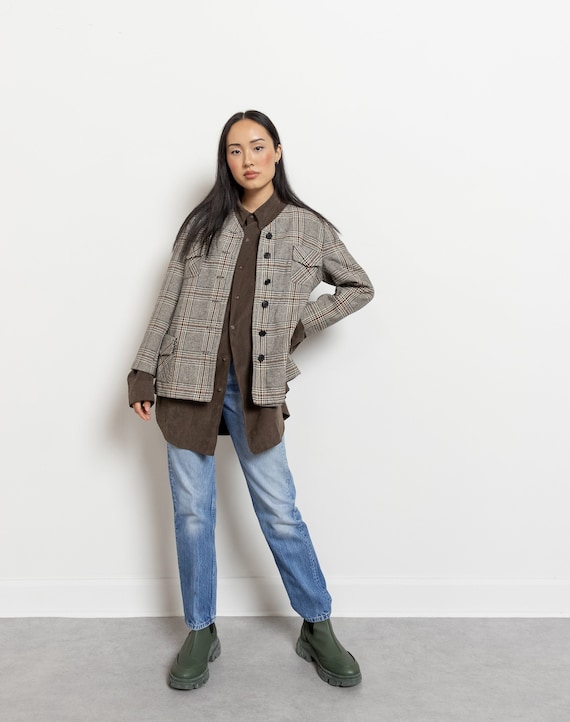 WOOL BLAZER STRUCTURED jacket houndstooth coat vi… - image 1