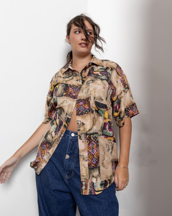 SILK SHIRT OXFORD Vintage Oversize Light Summer B… - image 3