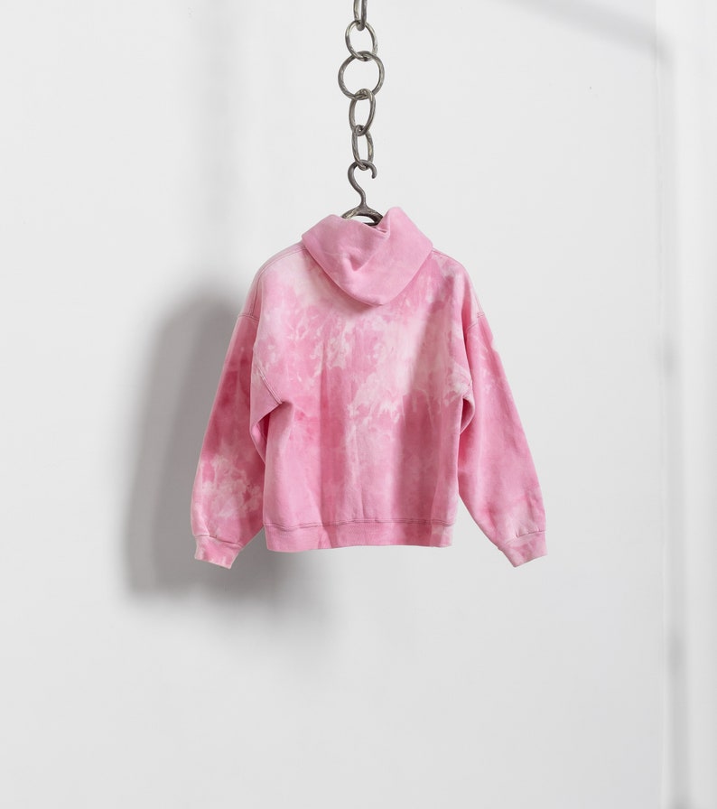 PINK TIE DYE Hooded Sweatshirt Bleached Oversize Hoodie Vintage Jumper / Large Xl Extra Large image 3