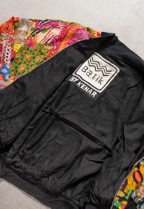 PATCHWORK BOMBER JACKET Vintage Rainbow Pattern A… - image 9