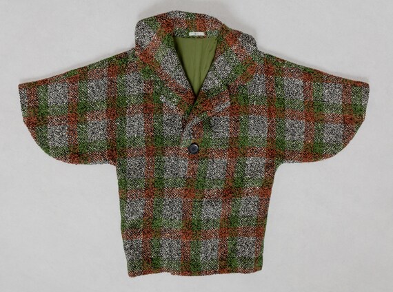 PLAID WOOL COAT Vintage Midi 3/4 Length Bishop Sle
