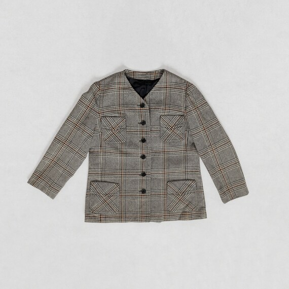 WOOL BLAZER STRUCTURED jacket houndstooth coat vi… - image 4