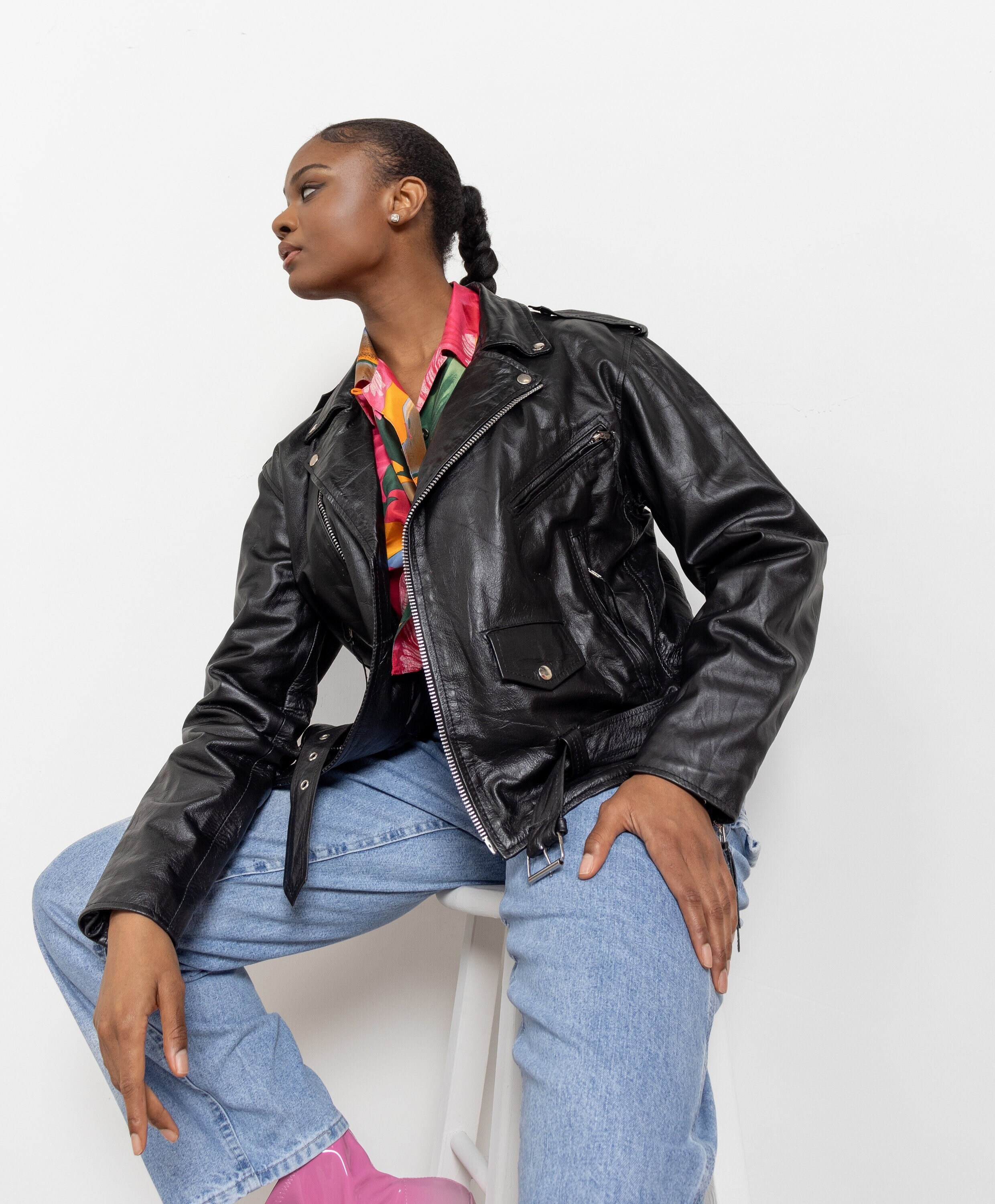 MtoR BOXY SINGLE BREASTED JACKET 38 【美品】 Leather Colorblock 90S Moto Jacket | Karen Millen