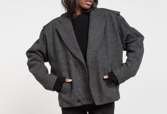 U Wool Coat black flecked casual look Fashion Coats Wool Coats 