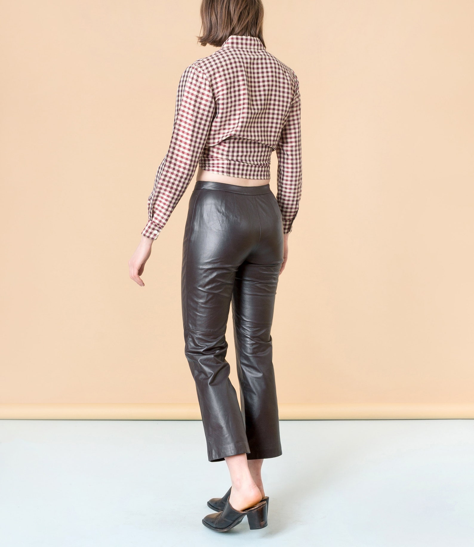 chocolate brown leather pants