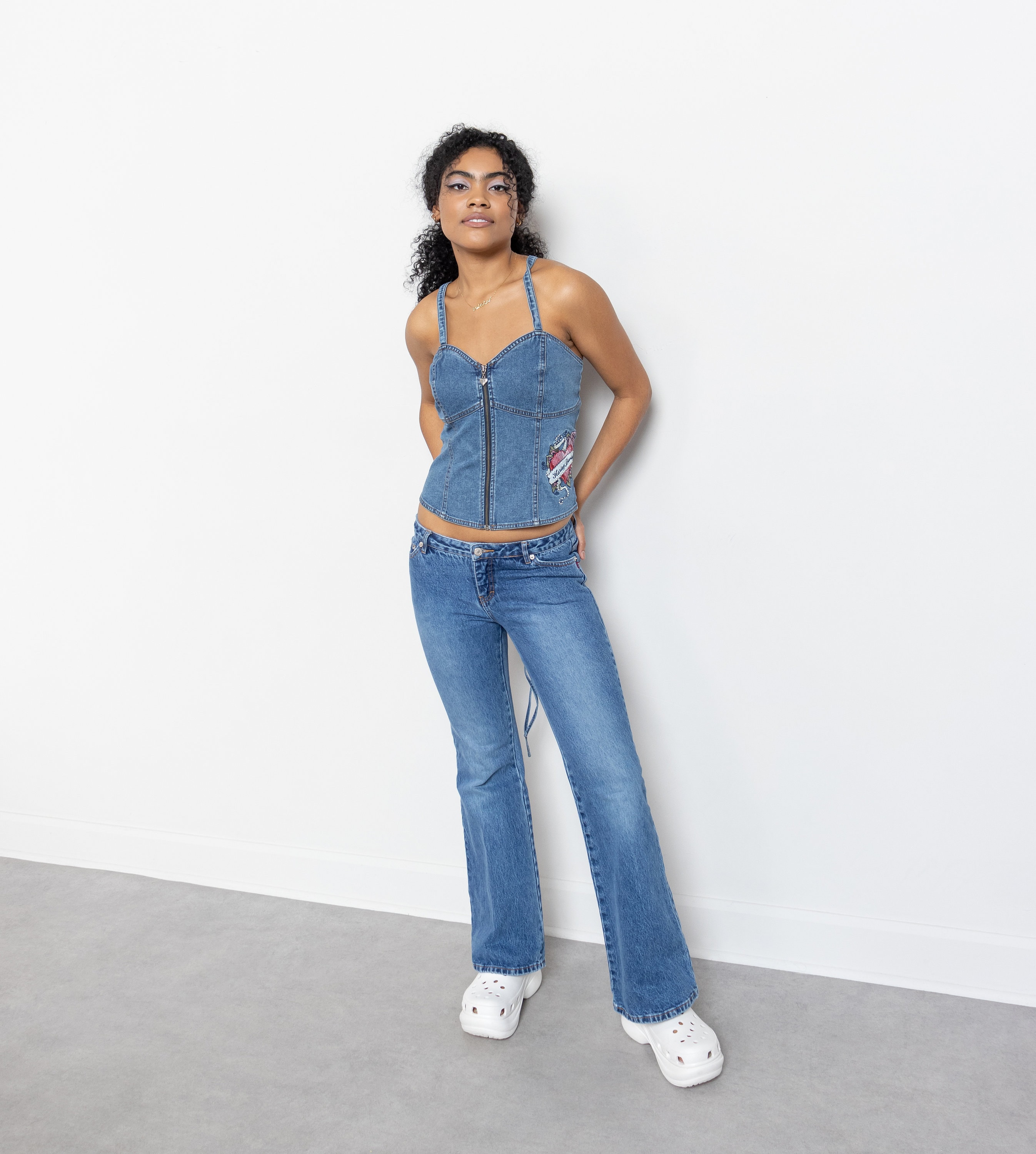 ブルーウェイ Y2K フレアデニム 鬼ヒゲ ベルボトム ジーンズ 日本製