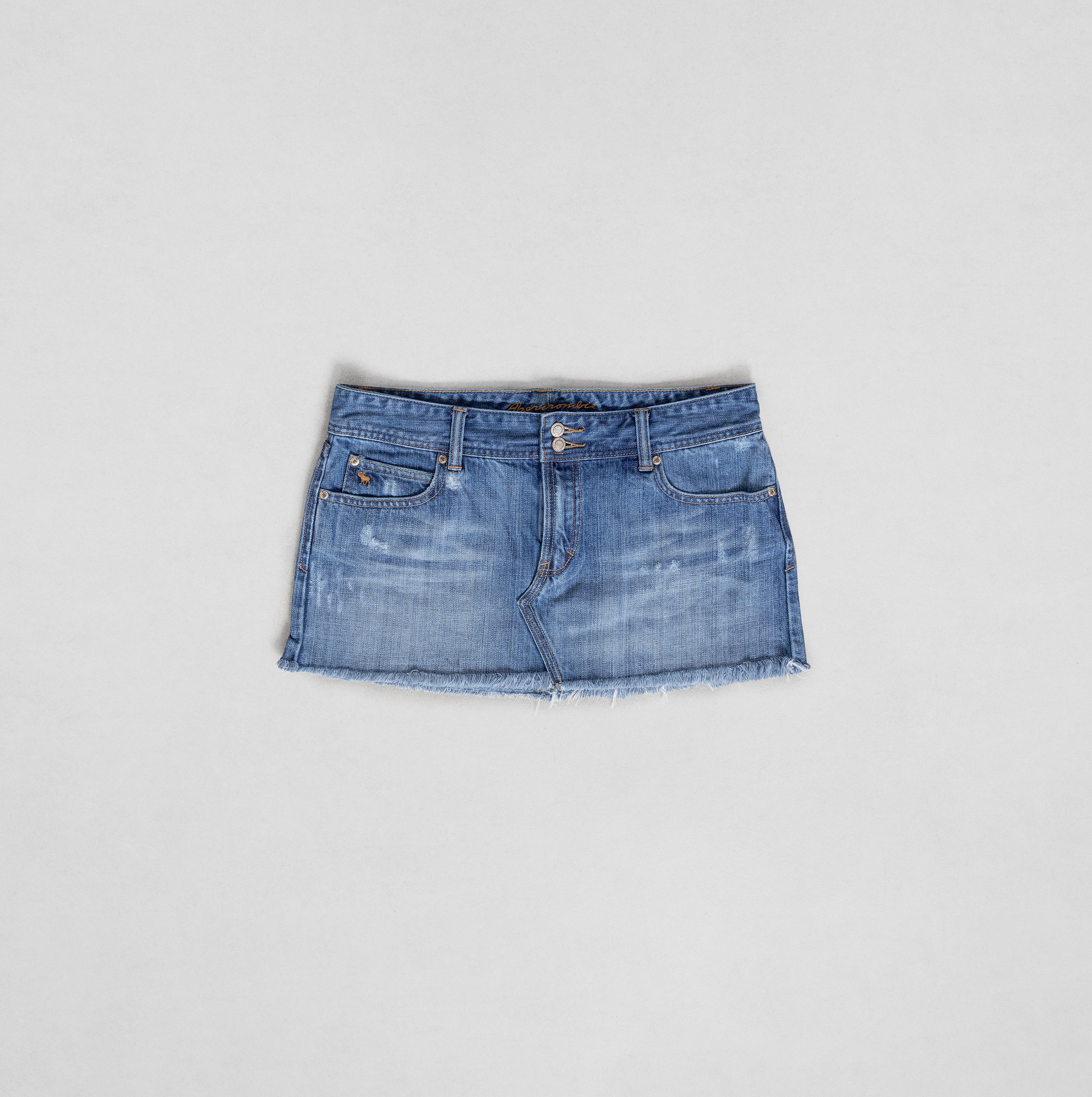 LOW RISE Jean Denim Mini Skirt Raw Edge 2000'S Ultra Short