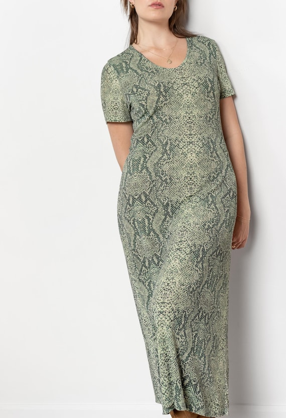 green snakeskin dress thelma-dress-lime-snake – AFRM main image 0