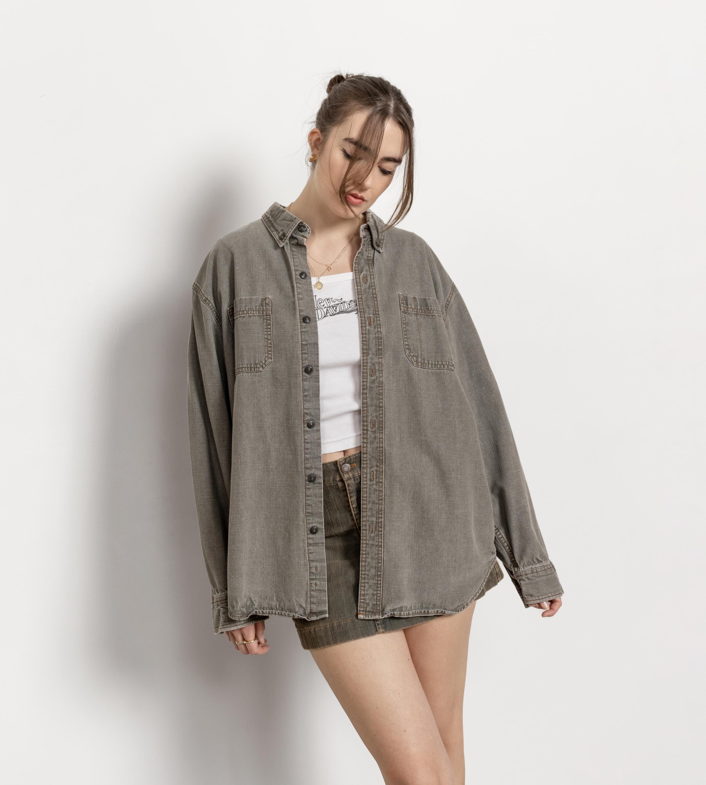 GREY JEAN Shirt Oversize Oxford Vintage Long Sleeves Baggy / Extra Large