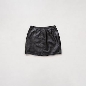 LEATHER MINI SKIRT Vintage Black High Waist Women 90's / 28 Inch Waist / Size 6 7 image 8