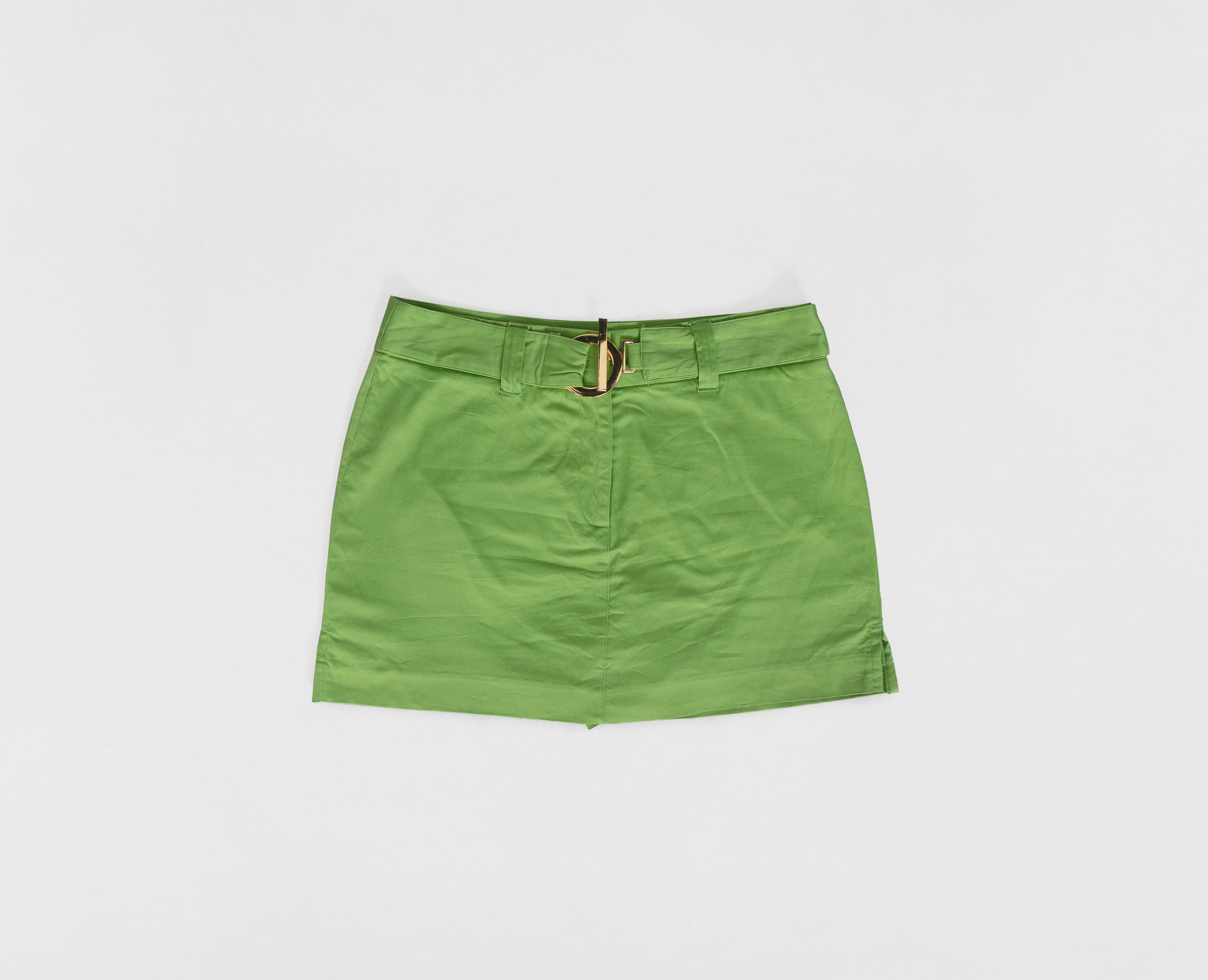 LIME GREEN SKORT Skirt Mid Rise Shorts Vintage Mini Cotton