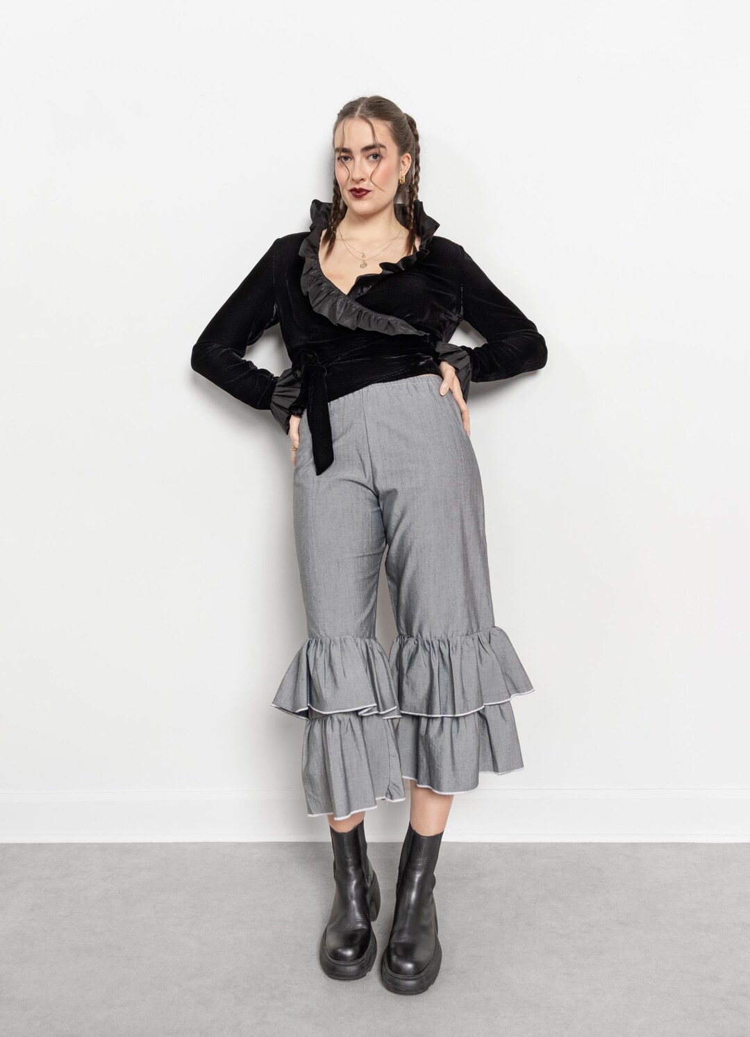 RUFFLED PANTS Trousers Vintage High Waist Handmade / Medium - Etsy