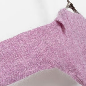 PINK FUZZY GRANNY Batwing Mohair Jumper Sweater Handmade Loose Weave Sheer Mauve / Medium image 4