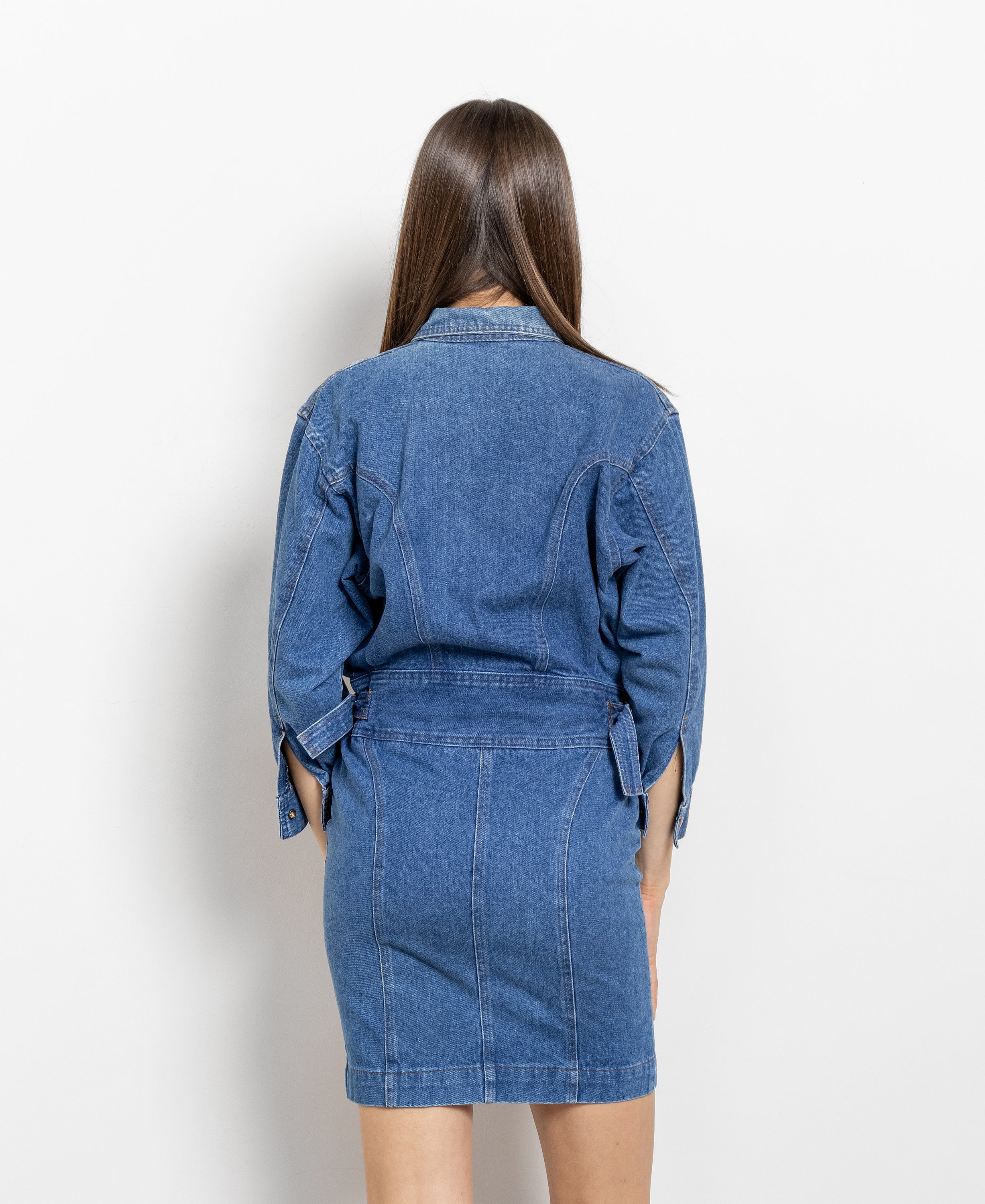long sleeve zip up denim dress Long Sleeve Zip Detail Mini Dress In Washed Blue Denim | EGO US