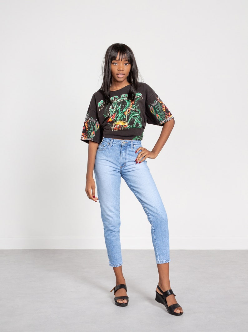 90S JEANS HIGH WAIST vintage women Moda Int/'l denim Faded Capris cropped ankle Skinny denim 36 Inch Hips Size 2