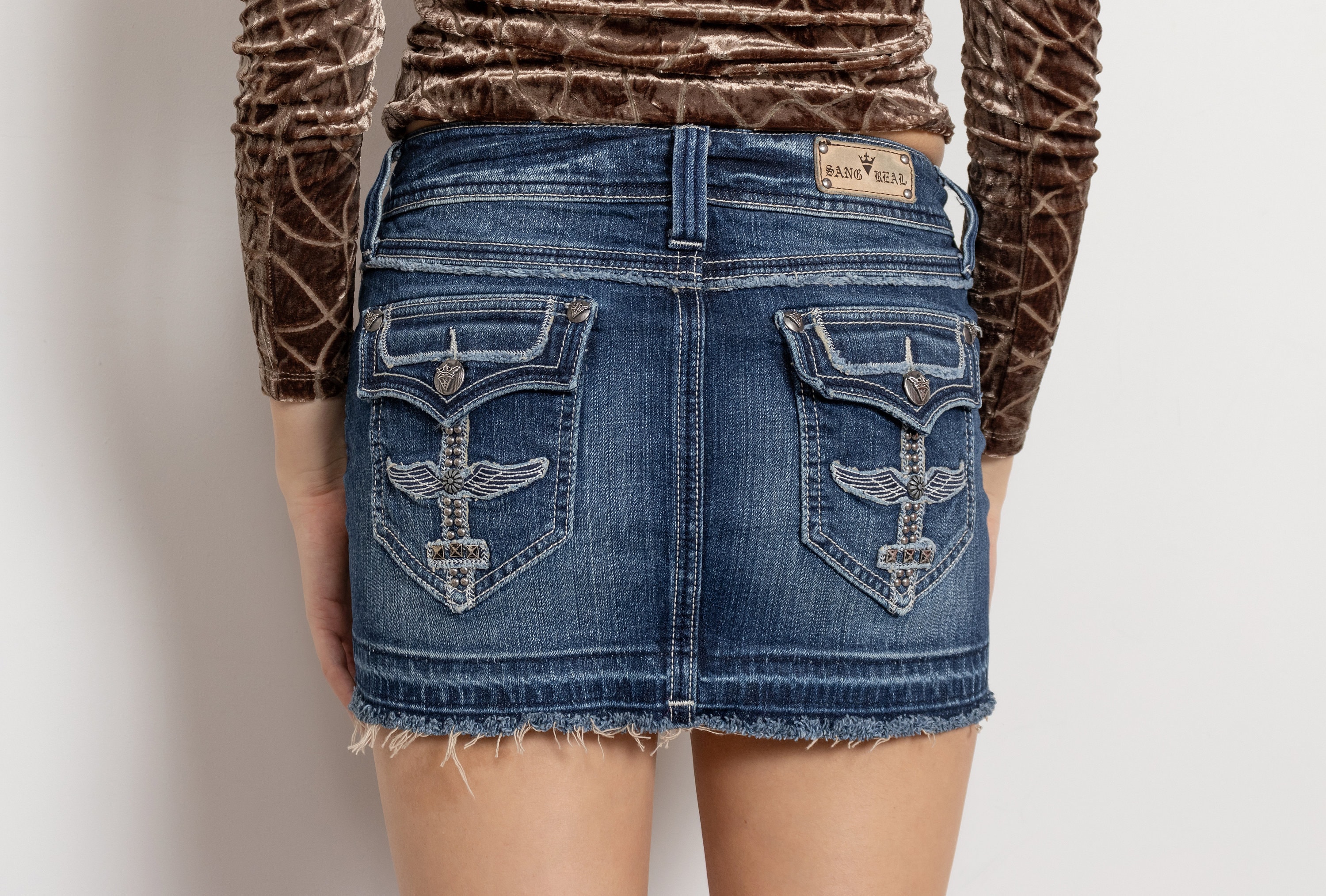 【Anyone more】Carpenter stitched denim mini skirts Jordache Girls Carpenter Denim Mini Skirt, Sizes 4-18