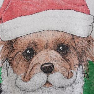 HOLIDAY DOGGY TEE Vintage Graphic Cotton T-Shirt Christmas X-Mas Festive Dogs Puppies Santa Cute White Shortsleeve Oversize / One Size image 7