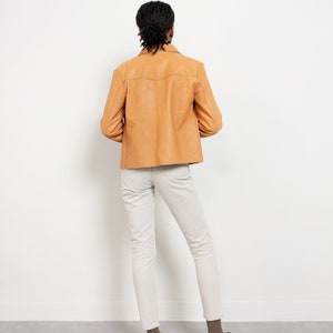 ORANGE LEATHER BLAZER Vintage Gap Zip Up Jacket Coat Woman 90's / Small image 5