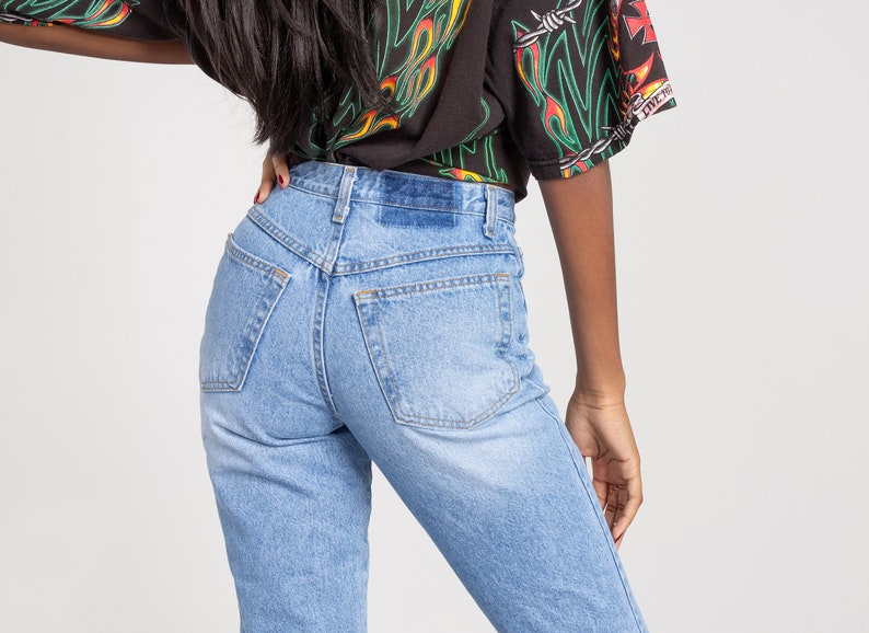 90S JEANS HIGH WAIST vintage women Moda Int/'l denim Faded Capris cropped ankle Skinny denim 36 Inch Hips Size 2