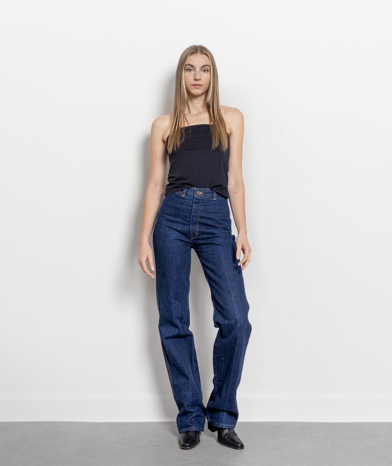 INDIGO JEANS HONG Kong 90's Straight Leg Extra Long Vintage Non Stretch Denim / 24 Inch Hips / Size 0 1 image 8