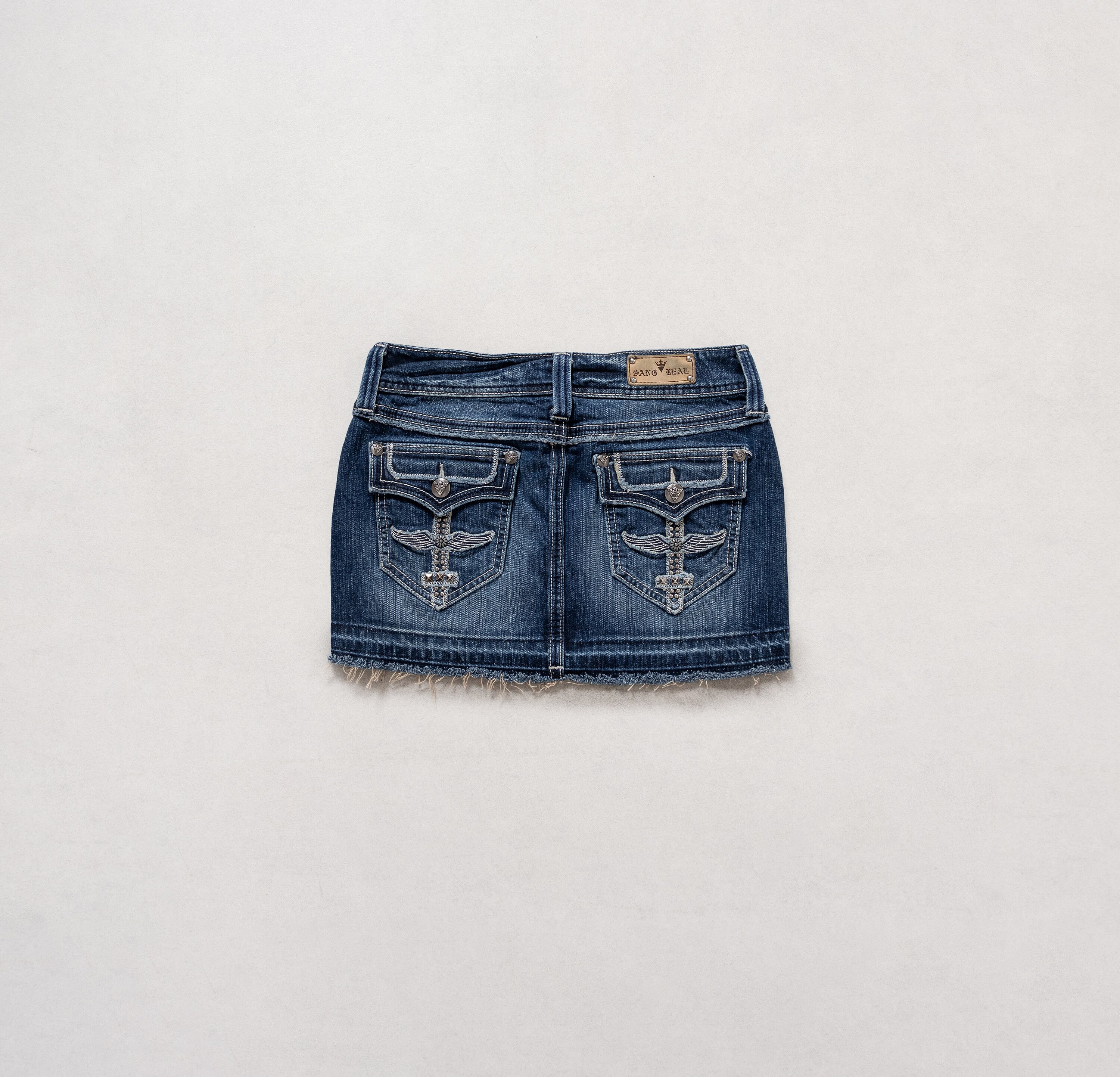 LOW RISE STRETCHY Y2K Mini Skirt Denim Jean Embellished