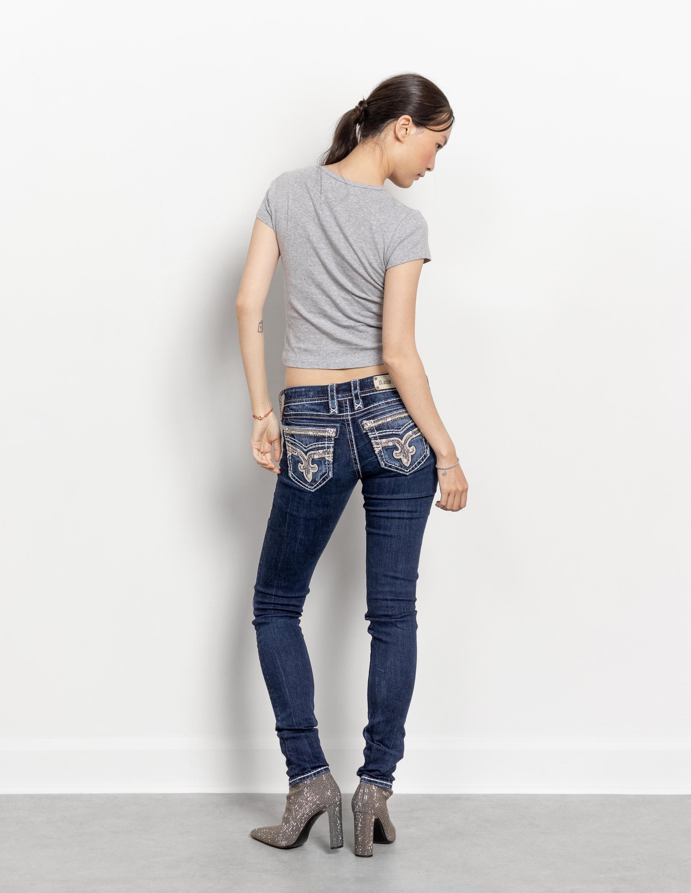 Y2K Low Rise Skinny Jeans - Rock Revival, Size 27