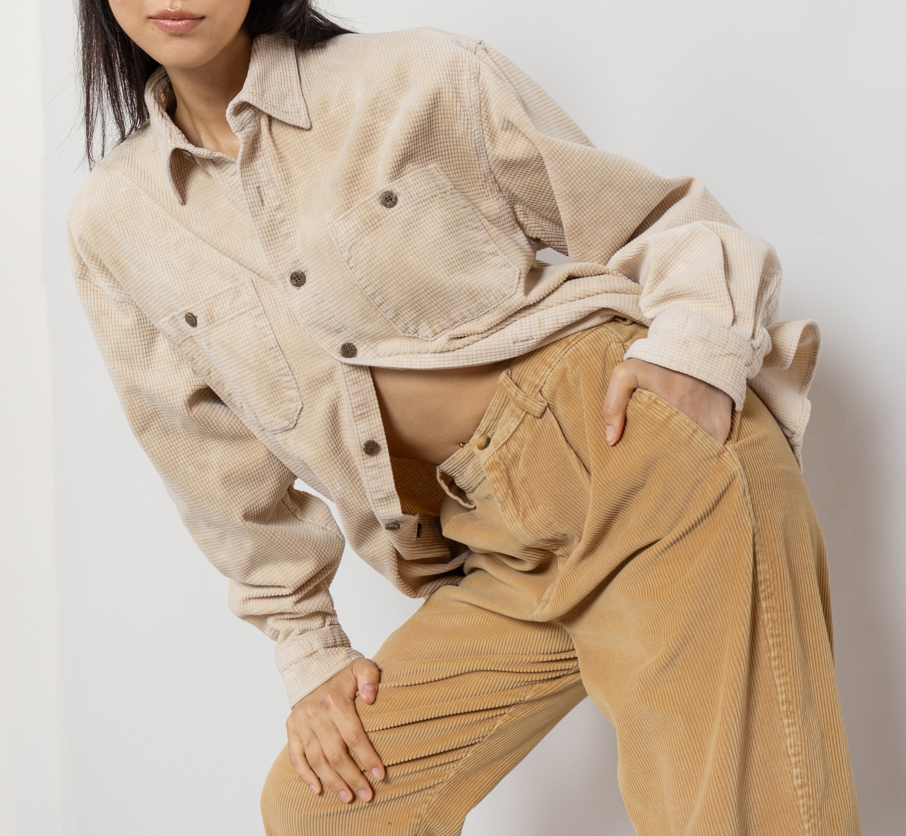 トップス Vintage corduroy top Amazon.com: Japanese Retro Casual Loose Long Sleeve Corduroy