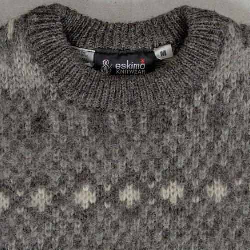 IRISH WOOL SWEATER jumper vintage grey minimal cozy winter retailer knitwear / Small Medium