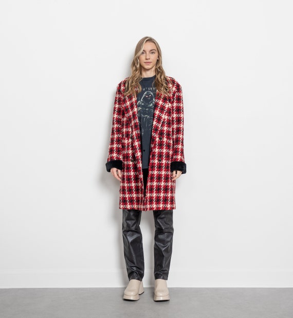 HOUNDSTOOTH PLAID JACKET wool coat vintage S M A … - image 5