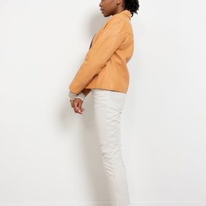 ORANGE LEATHER BLAZER Vintage Gap Zip Up Jacket Coat Woman 90's / Small image 6