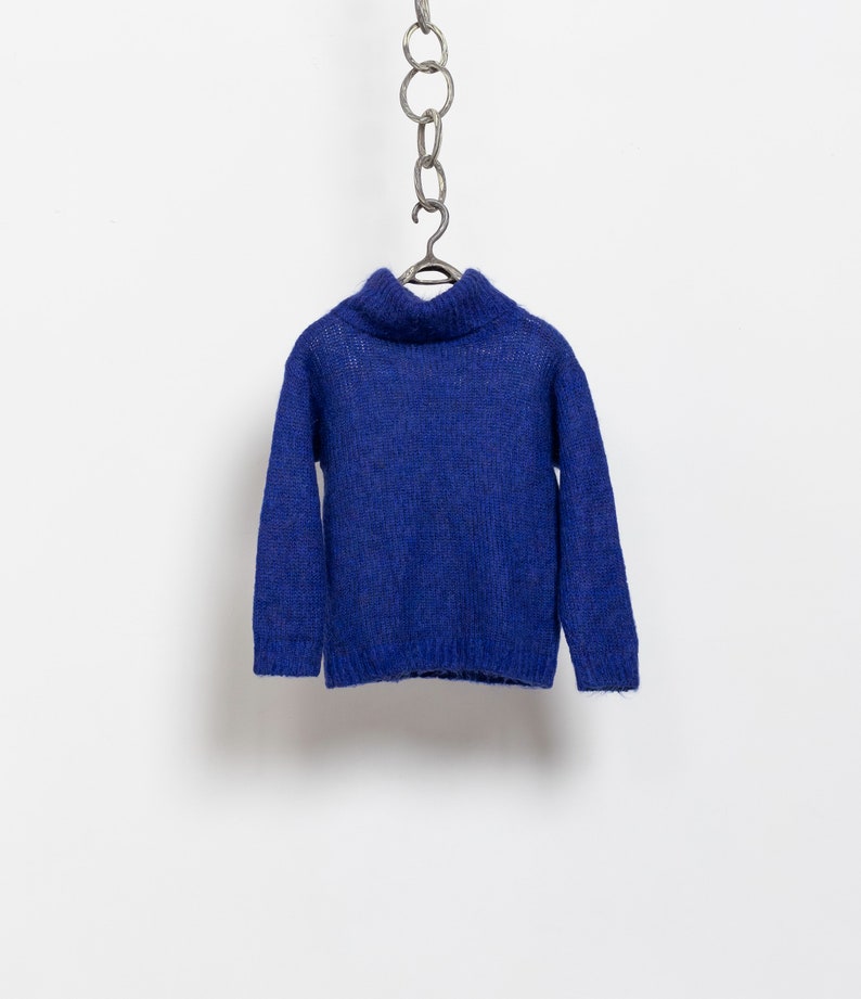 BLUE MOHAIR TURTLENECK Knit Sweater Jumper Vintage Royal / Medium Large image 6