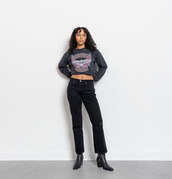 Black levi's boyfriend jeans discount