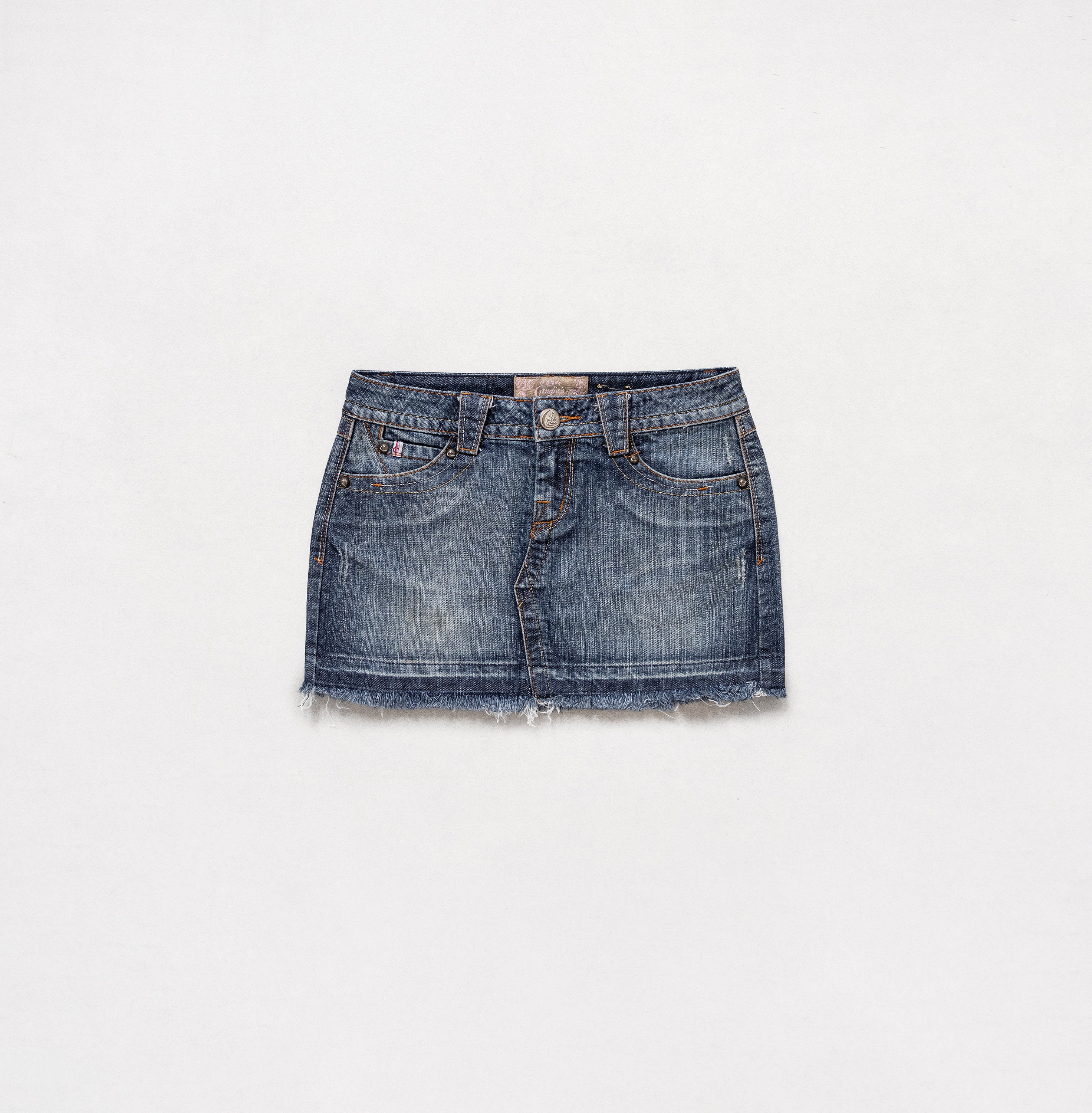 LOW RISE STRETCHY Y2K Mini Skirt Denim Jean Embellished