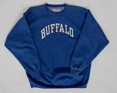 BUFFALO NY SWEATSHIRT Vintage Blue Varsity Sportswear Athleisure Pullover Long Sleeve 90 39 s Oversize Extra Large xxl