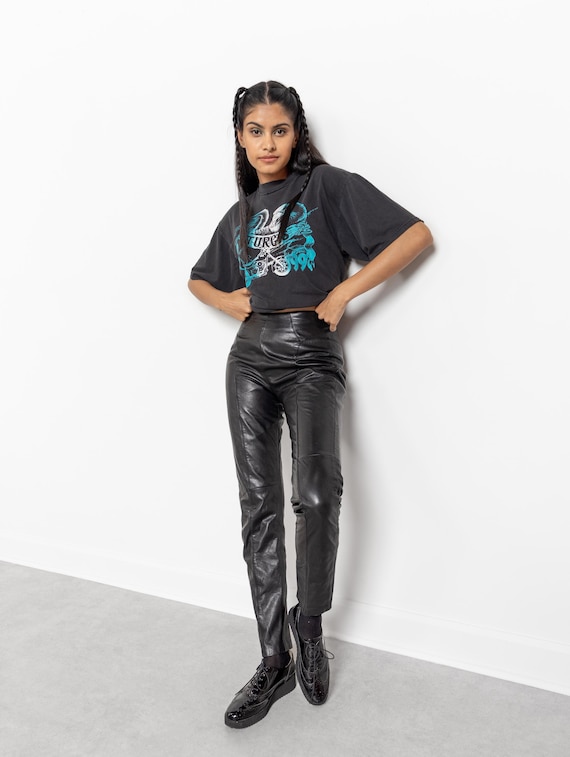 パンツ 00s leather flare pants y2k dark wear Vintage Y2K Black Leather Flare Pants, Size 6/7 - Etsy UK
